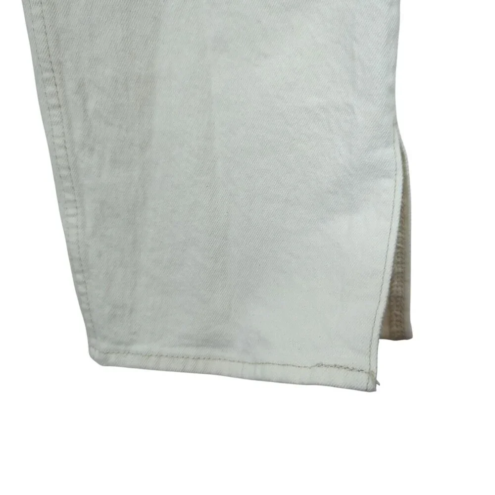Abercrombie & Fitch Women's White Jeans Sz 14 The Straight Curve Love Slit Hem
